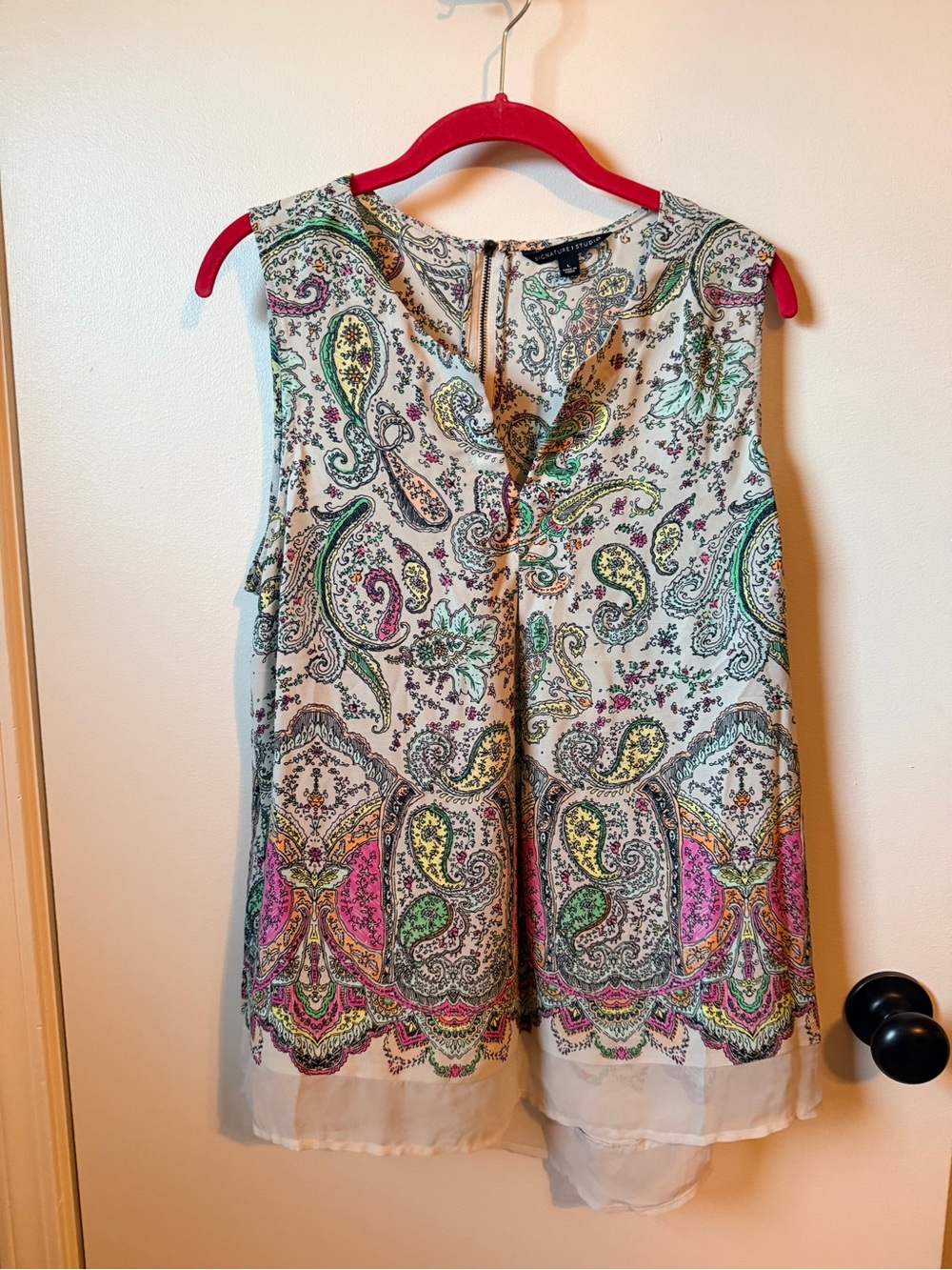Signature Studio Paisley Print Blouse-Multi-Color Accents Sz. L